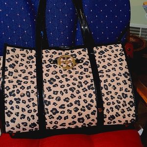 Animal print canvas tote